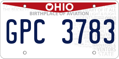OH license plate GPC3783