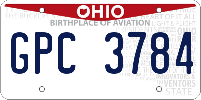 OH license plate GPC3784