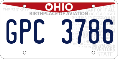 OH license plate GPC3786