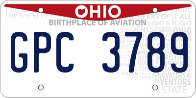 OH license plate GPC3789