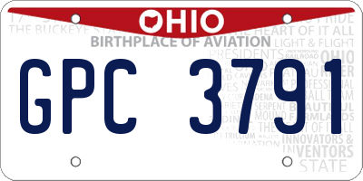 OH license plate GPC3791