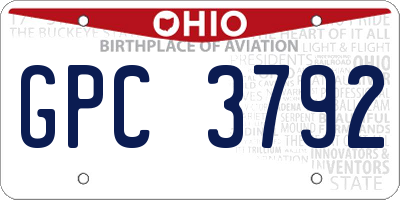 OH license plate GPC3792