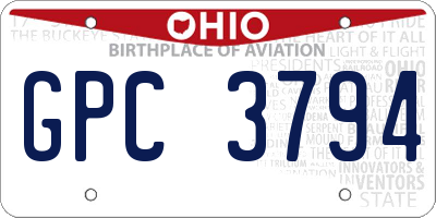 OH license plate GPC3794
