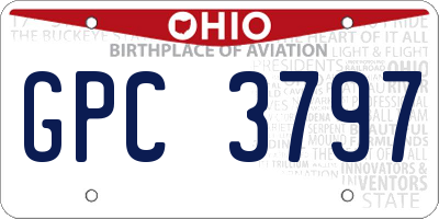 OH license plate GPC3797