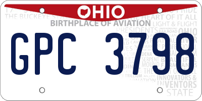 OH license plate GPC3798
