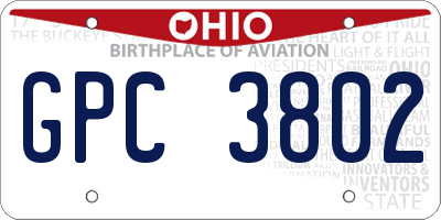 OH license plate GPC3802