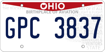 OH license plate GPC3837