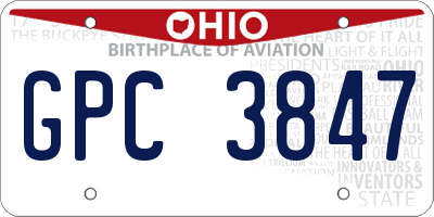 OH license plate GPC3847