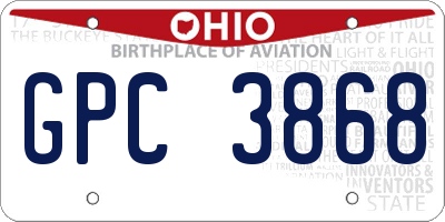 OH license plate GPC3868