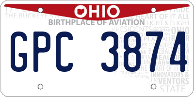 OH license plate GPC3874