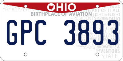 OH license plate GPC3893