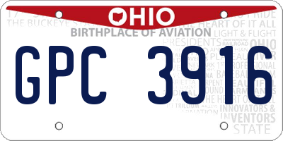 OH license plate GPC3916