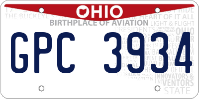 OH license plate GPC3934