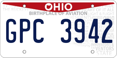 OH license plate GPC3942