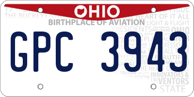 OH license plate GPC3943