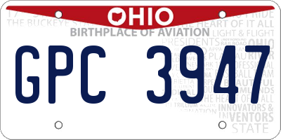 OH license plate GPC3947
