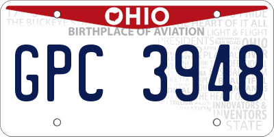 OH license plate GPC3948