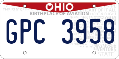 OH license plate GPC3958