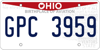 OH license plate GPC3959