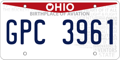 OH license plate GPC3961