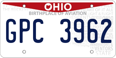 OH license plate GPC3962