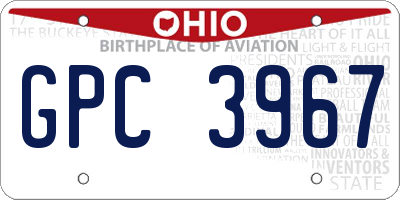 OH license plate GPC3967