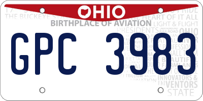 OH license plate GPC3983