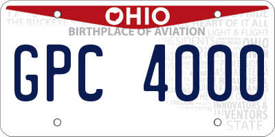 OH license plate GPC4000