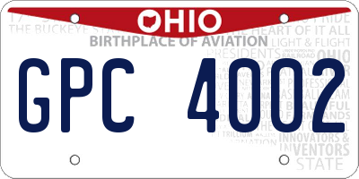 OH license plate GPC4002