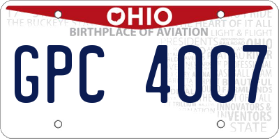 OH license plate GPC4007