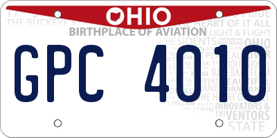 OH license plate GPC4010