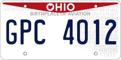 OH license plate GPC4012