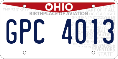 OH license plate GPC4013