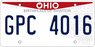 OH license plate GPC4016