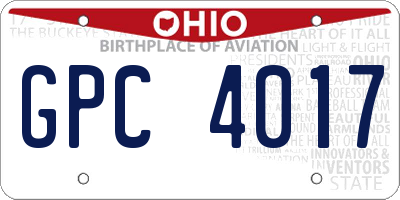 OH license plate GPC4017