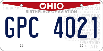 OH license plate GPC4021