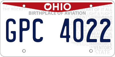 OH license plate GPC4022
