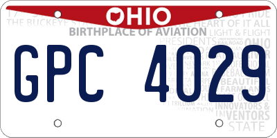 OH license plate GPC4029
