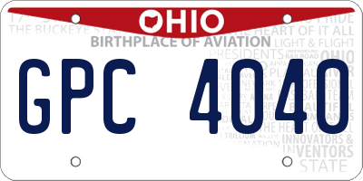 OH license plate GPC4040