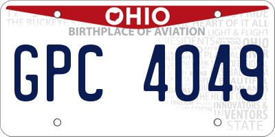 OH license plate GPC4049