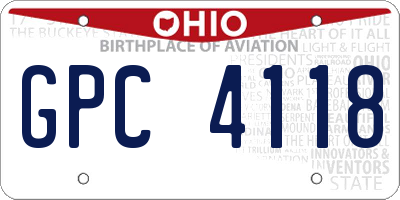 OH license plate GPC4118