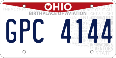 OH license plate GPC4144