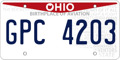 OH license plate GPC4203