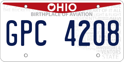 OH license plate GPC4208