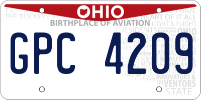 OH license plate GPC4209