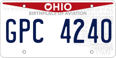 OH license plate GPC4240
