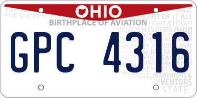 OH license plate GPC4316