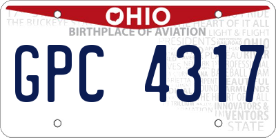 OH license plate GPC4317