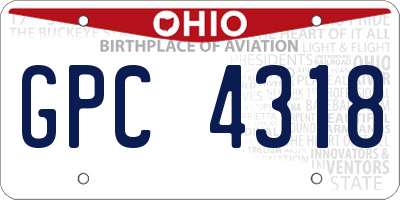 OH license plate GPC4318