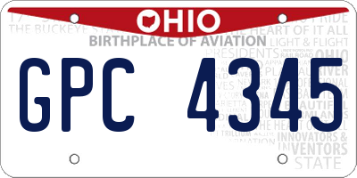 OH license plate GPC4345